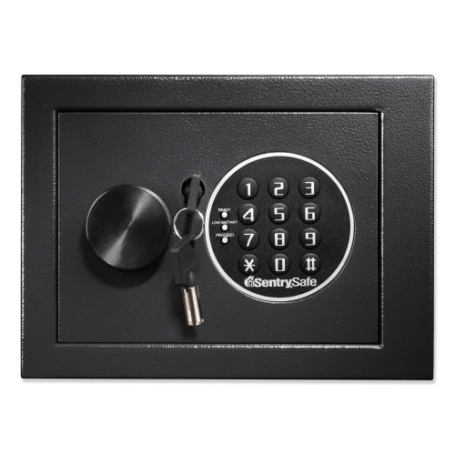 SentrySafe Electronic Security Safe， 0.14 cu ft， 9w x 6.6d x 6.6h， Black (X014E)