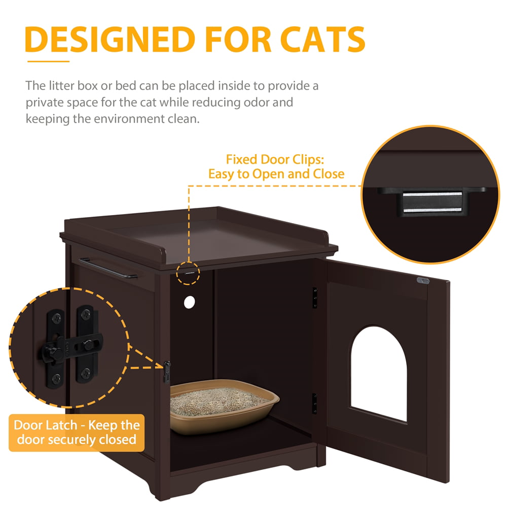 SmileMart Wooden Cat Litter Box Enclosure End Table Espresso