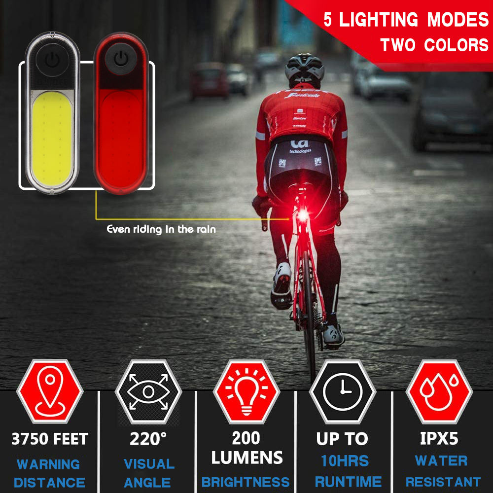 AT Customized Mini  Bike Tail Light Safety Warning Cob Usb Rechargeable Waterproof  Bicycle Rear Light for Night Riding