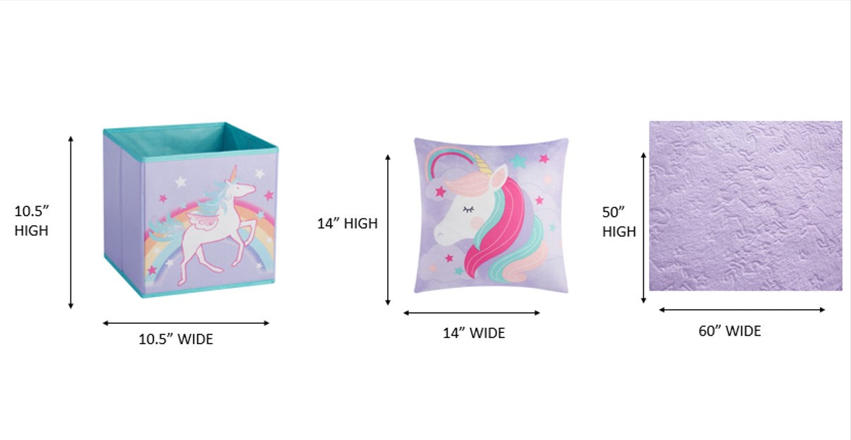 Your Zone Kids Unicorn 3 Piece Set， with Storage Cube， 50