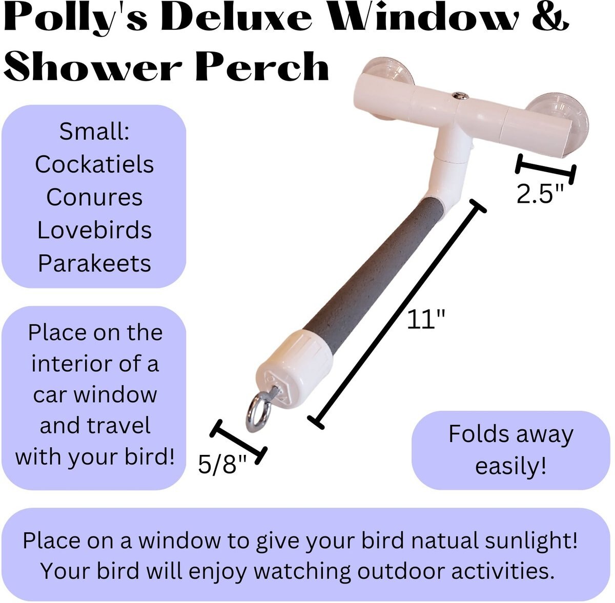 Polly's Pet Products Deluxe Window and Shower Bird Perch