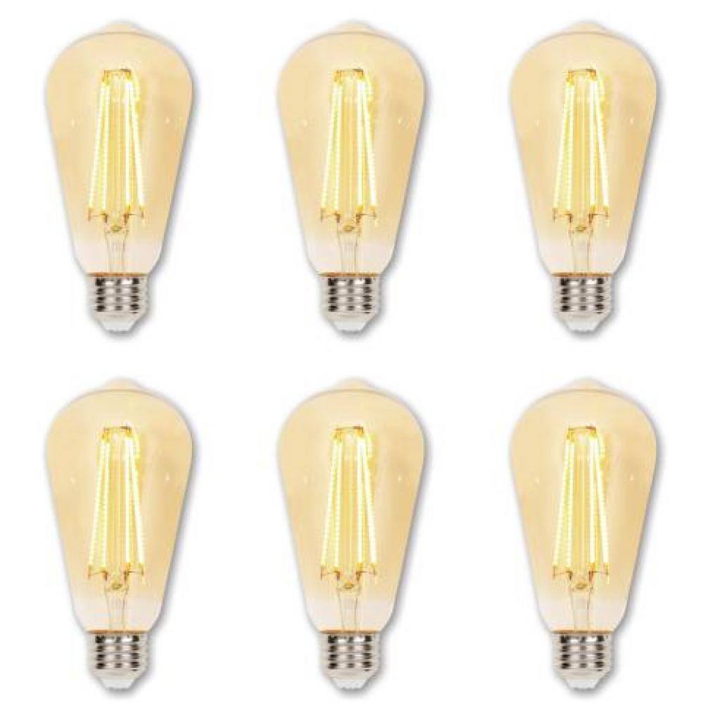 Westinghouse 60-Watt Equivalent ST20 Dimmable Amber Edison Filament LED Light Bulb Warm Amber Light (6-Pack) 5317820