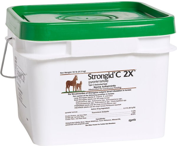 Zoetis Strongid C 2X Pyrantel Tartrate Horse Dewormer， 10-lb bucket