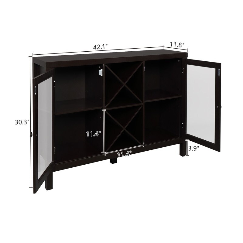 Transparent Double Door Sideboard Entrance Cabinet with X shaped Wine Rack