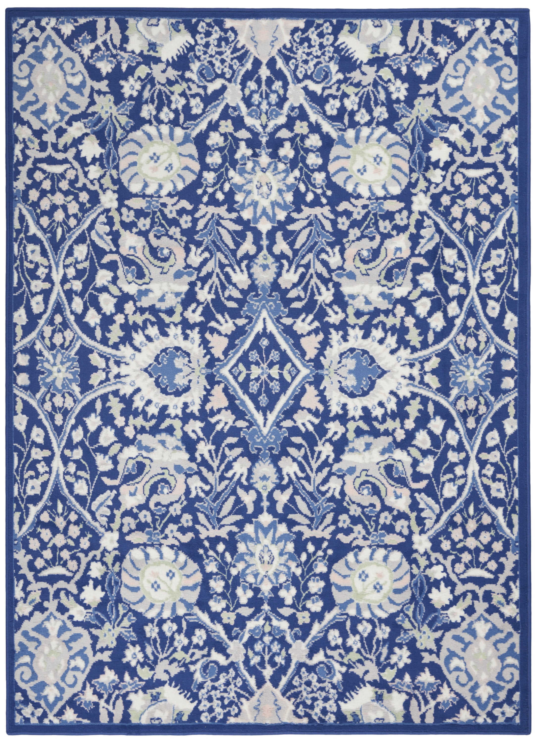 Nourison Whimsicle Floral Bohemian Navy Multicolor 5' x 7' Area Rug, (5' x 7')