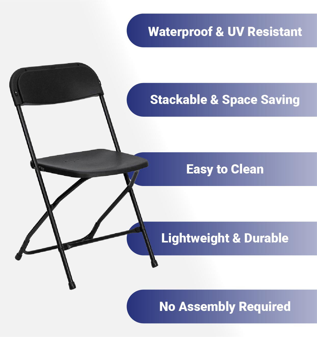 TentandTable Plastic Folding Chairs, Black, 4 Pack