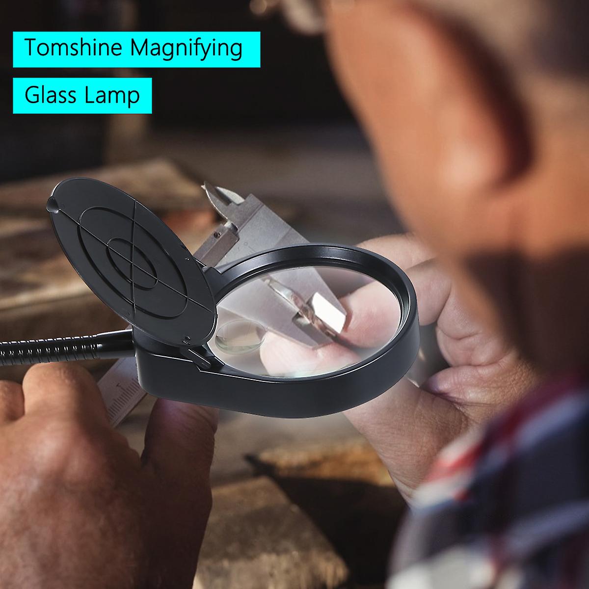 Tomshine 3x/10x Magnifying Glass Lamp With Metal Clamp Ultra Bright 38leds White Lighted Dimmable Desk Light Flexible Gooseneck For Reading Crafts Wor