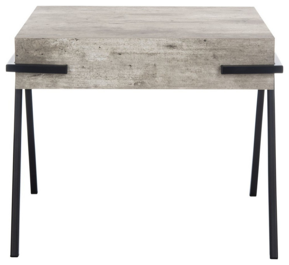 Gettie Square Accent Table  Light Gray/Black   Industrial   Side Tables And End Tables   by Rustic Home Furniture Deco  Houzz