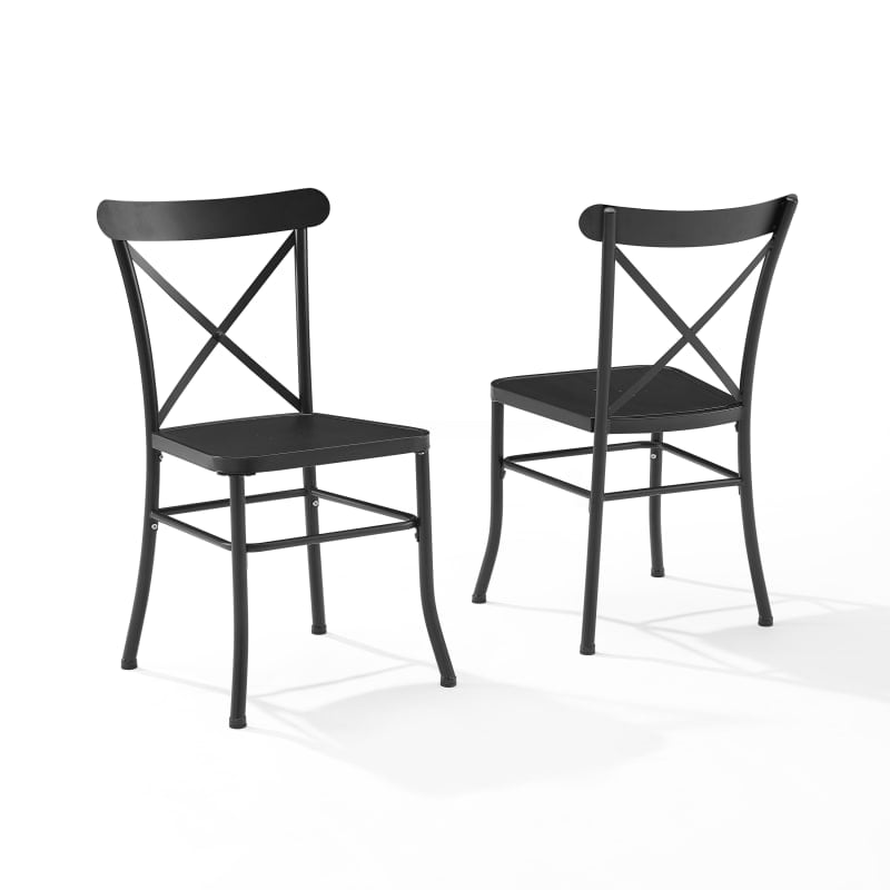 Crosley Astrid Outdoor Dining Chair - Steel - Set of 2 - Adjustable - Black