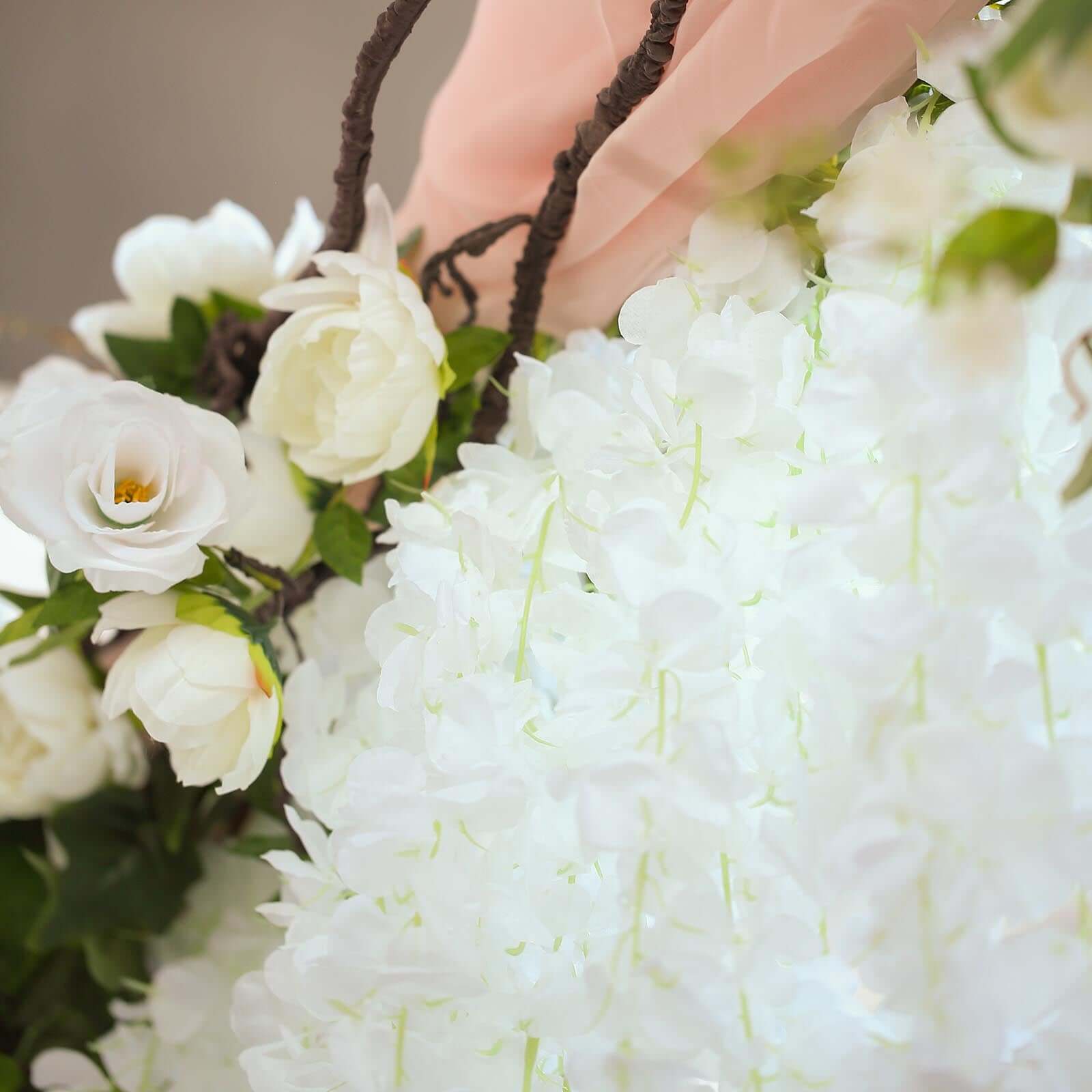 White Artificial Silk Hanging Wisteria Flower Garland Vines - Elaborated 5 Full Strands in 1 Bush 42