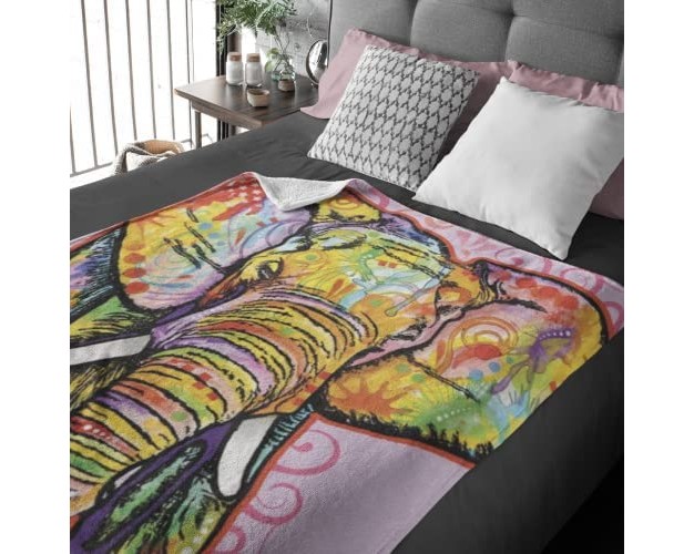 X 60 quot Colorful Dean Russo Elephant Fleece Throw Blanket