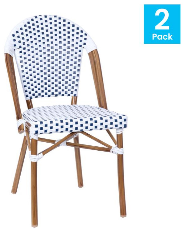 Lourdes Indoor/Outdoor French Bistro Stacking Chairs  Set of 2   Tropical   Outdoor Dining Chairs   by clickhere2shop  Houzz