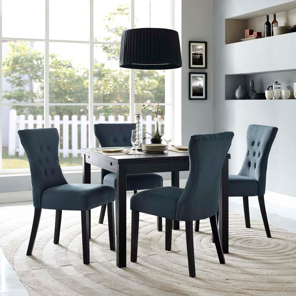 Gray Silhouette Dining Side Chairs Upholstered Fabric Set of 4   Transitional   Dining Chairs   by PARMA HOME  Houzz