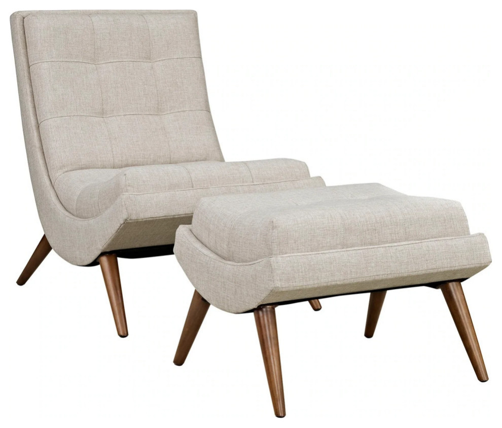 Cooper Light Gray Upholstered Fabric Lounge Chair Set   Midcentury   Armchairs And Accent Chairs   by V.S.D Furniture  Houzz