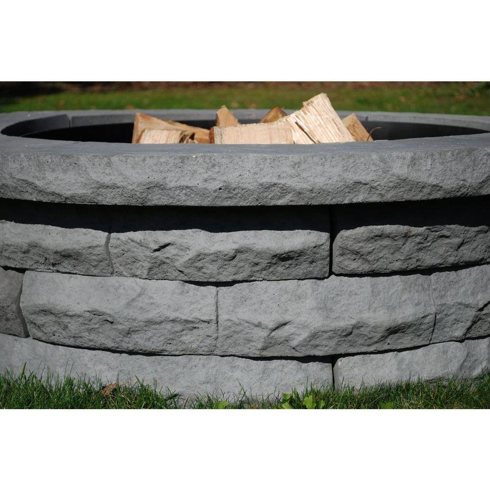 Nantucket Pavers Ledgestone 47 in. x 14 in. Round Concrete Wood Fuel Fire Pit Ring Kit Gray 72001