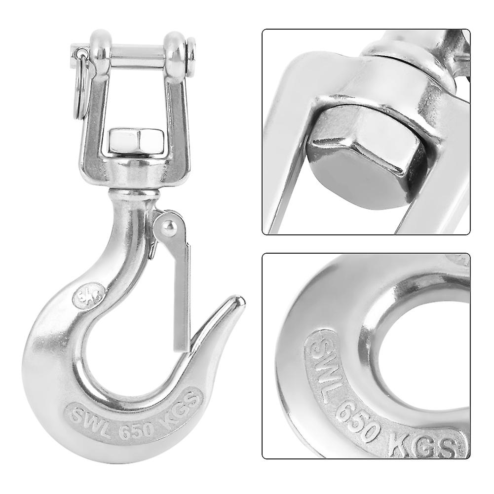 304 Stainless Steel Swivel Lifting Hook With Latch Rigging Accessory (650kg)