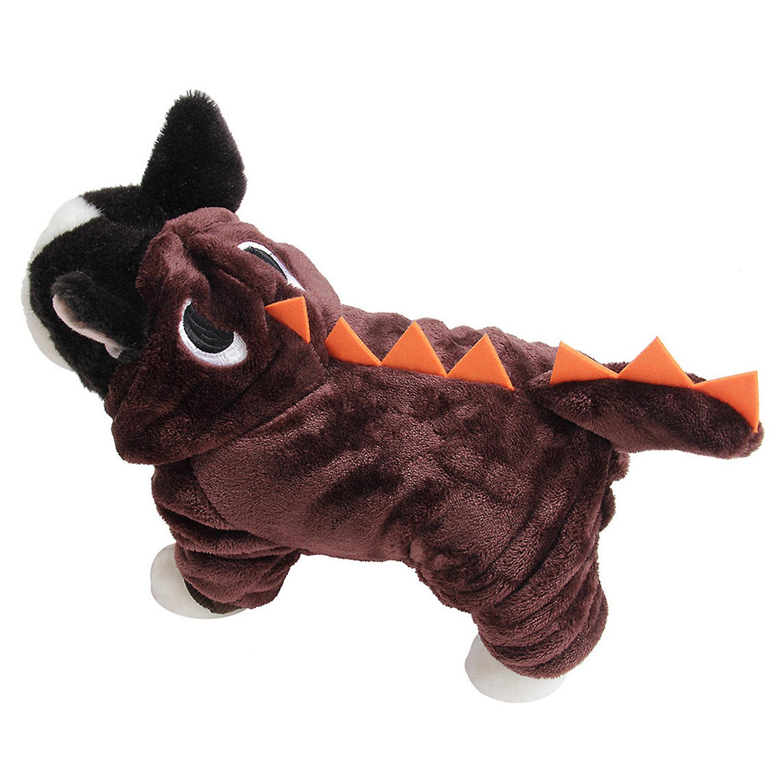 Winter Coral Fleece Coffee Pet Four Feet Dinosaur Costume Warm Clothes Clothing For Dogs Cats