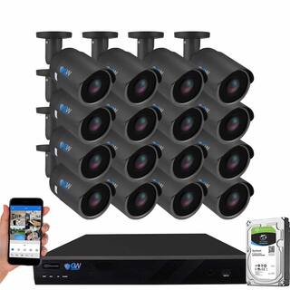 GW Security 16-Channel 8MP 4TB NVR Security Camera System 16 Wired Bullet Cameras 2.8mm Fixed Lens HumanVehicle Detection Mic GW7035MIC16-4T