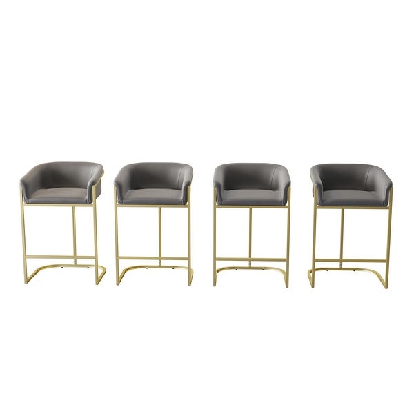 Modern Bar Stools Dining Chairs with Gold Frame， Set of 4