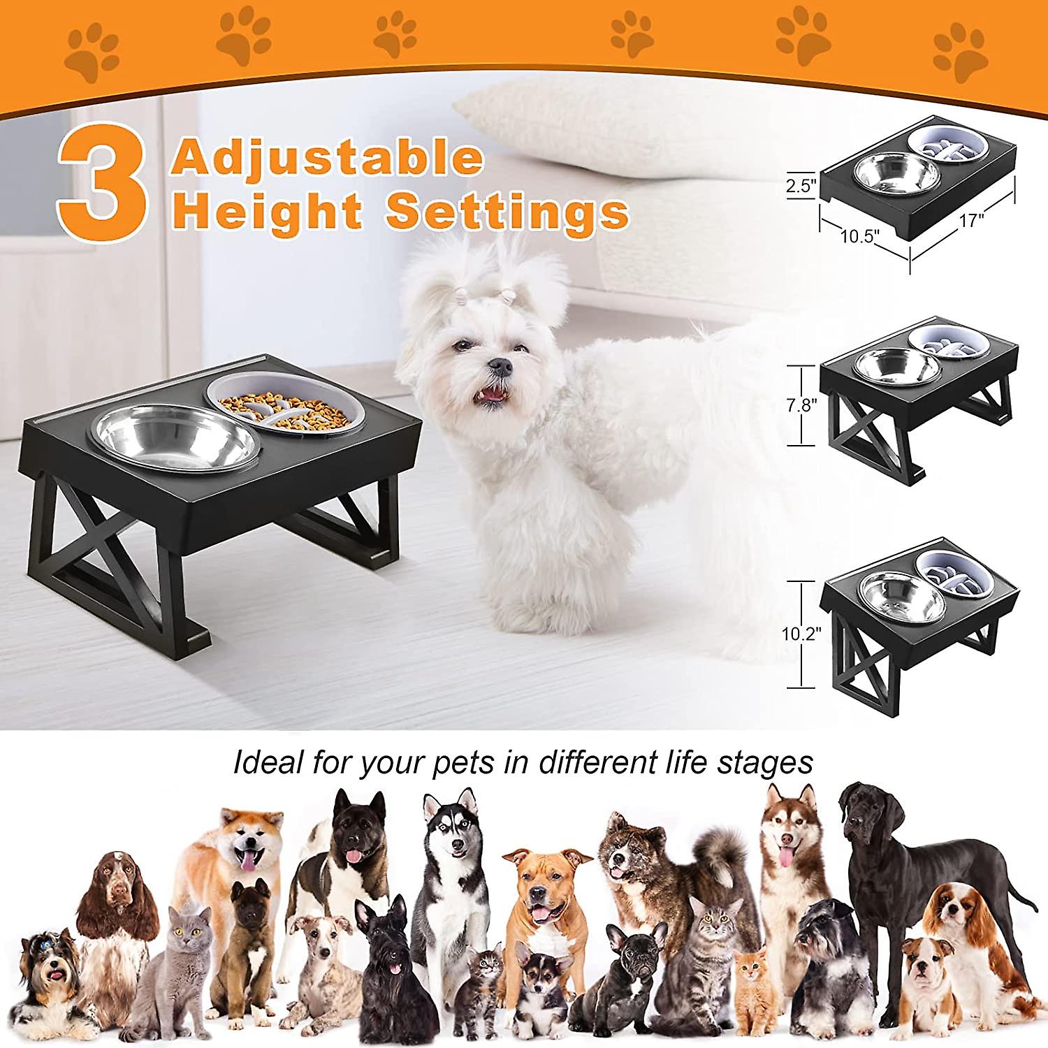 Dog Double Bowls Stand Adjustable Height Pet Feeding Dish Bowl Medium Big Dog Elevated Food Water Feeders Lift Table For Dogs