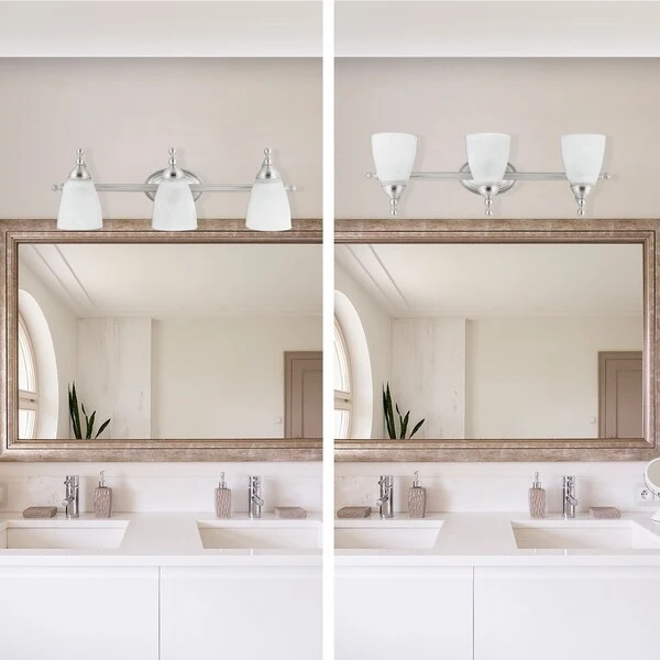 Diana 3-Light Exclusive Satin Nickel and Alabaster Vanity