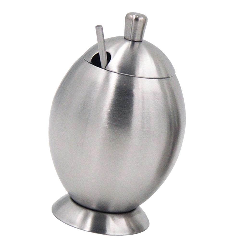 Sugar Bowl， Dispenser， Seasoning Bowl， Spices Bowl， Stainless Steel Sugar Bowl With Lid And Spoon， 400ml，