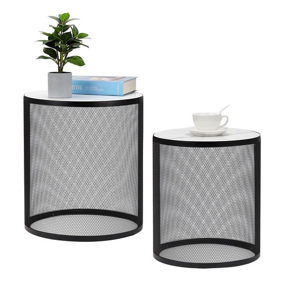 Nesting Metal Round End Table， Side Tables，Set of 2