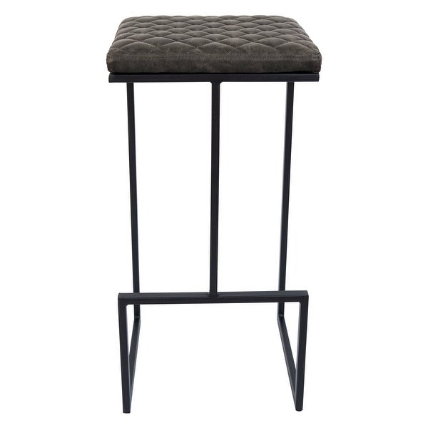 LeisureMod Quincy Modern Leather Barstool With Metal Frame Set of 2 - 29-Inches