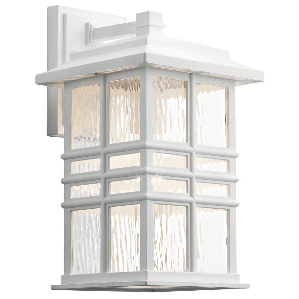 KICHLER Beacon Square 14.25 in. 1-Light White Outdoor Hardwired Wall Lantern Sconce with No Bulbs Included (1-Pack) 49830WH