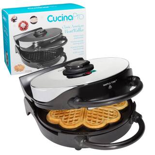 CucinaPro Classic Round Heart 5-Slice Stainless Steel American Waffle Maker 1475