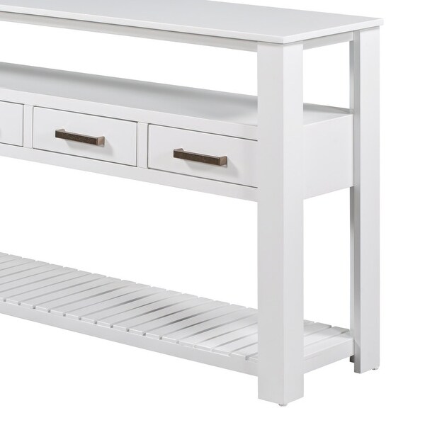 62.2''Console Table Sofa Table with 4 Drawers and 2 Shelves