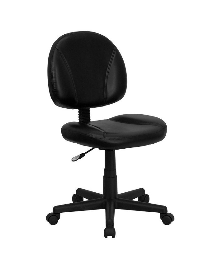 EMMA+OLIVER Mid-Back Leather Swivel Ergonomic Task Office Chair With Back Depth Adjustment