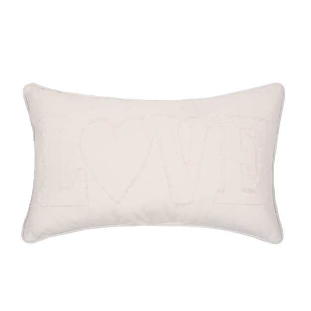 X 20 quot White Love Valentine x27 s Day Applique Pillow