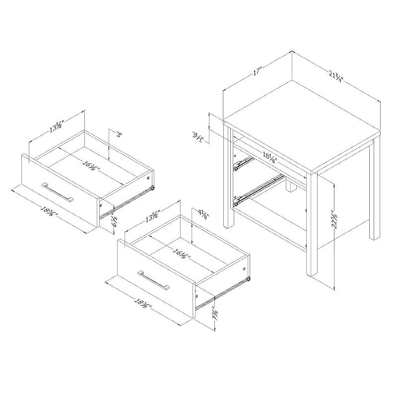 South Shore Munich 2-Drawer Nightstand