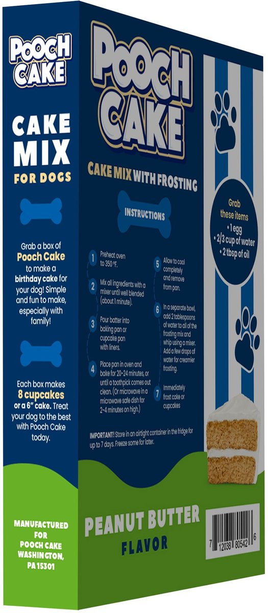 Pooch Cake Wheat-Free Peanut Butter Cake Mix and Frosting Dog Treat， 9-oz box