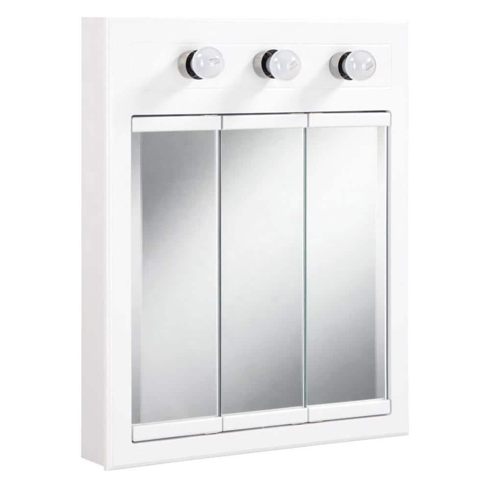 Design House Concord 24 in W White 3Light TriView SurfaceMount Bathroom Medicine Cabinet Mirror