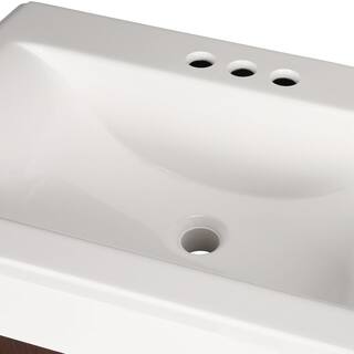 Glacier Bay Shaila 24.5 in. W Bath Vanity in Truffle with Cultured Marble Vanity Top in White with White Sink PPSOFTRF24