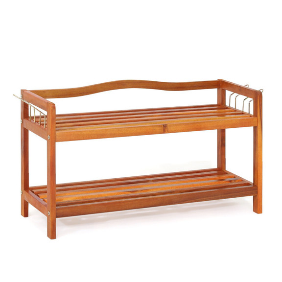 Costway 65738214 5 Tier Acacia Wood Shoe Rack with...