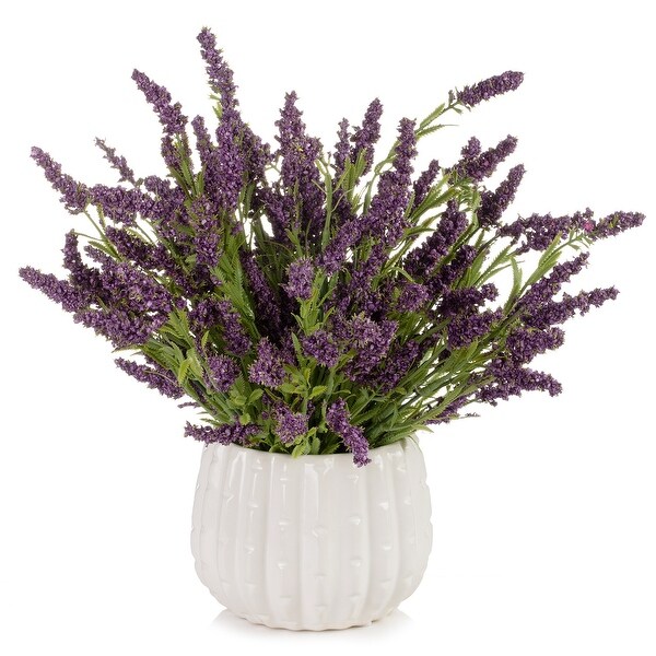 Artificial Lavender Flower in Ceramic Pot for Home Office Wedding Party Decoration