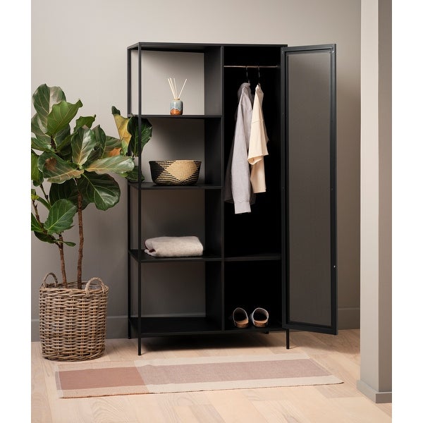 Rye Studio Malina Modern Metal Wardrobe with Shelves - - 35615532