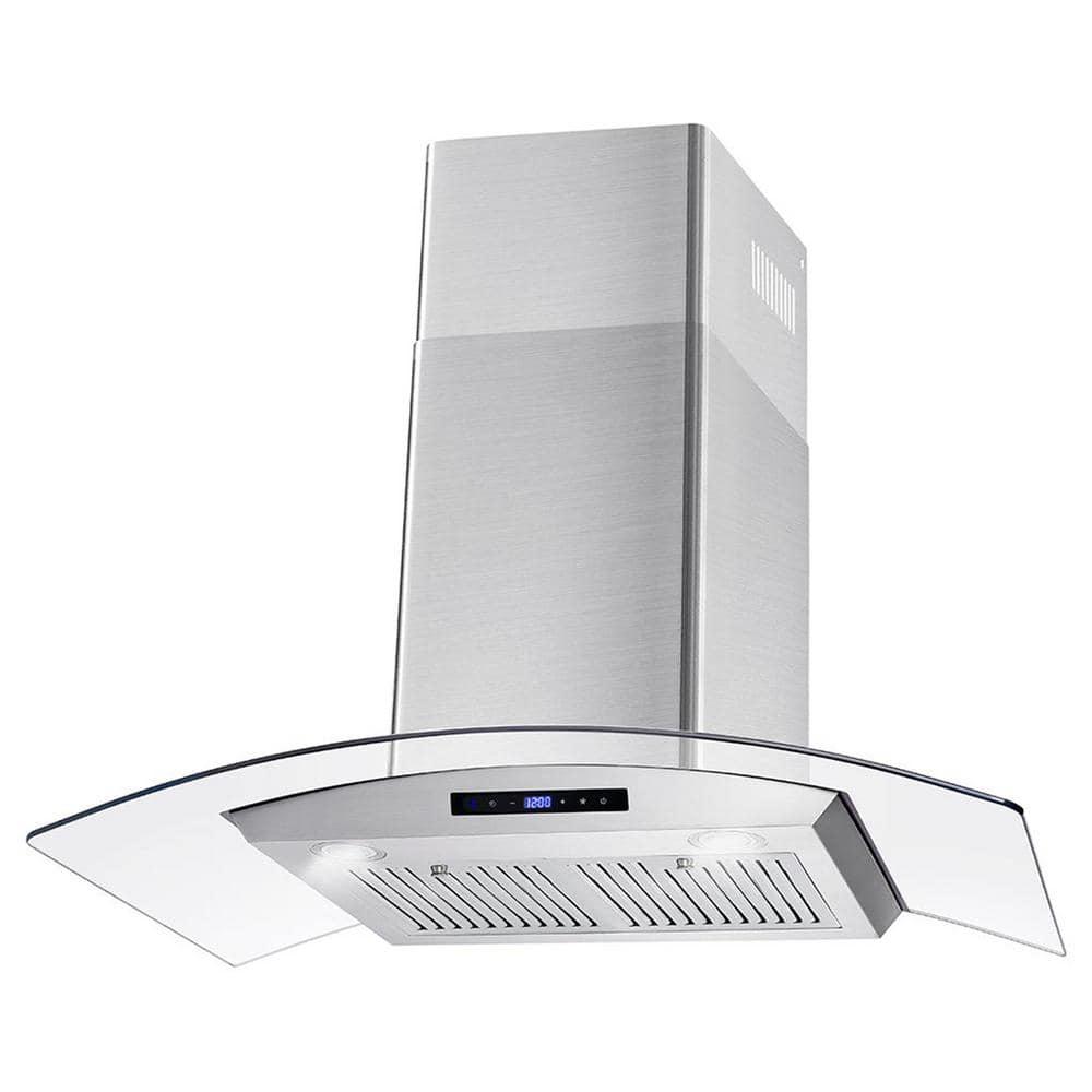 Cosmo 36 in Convertible Wall Mount Range Hood with Touch Controls LED Lighting and Permanent Filters in Stainless Steel