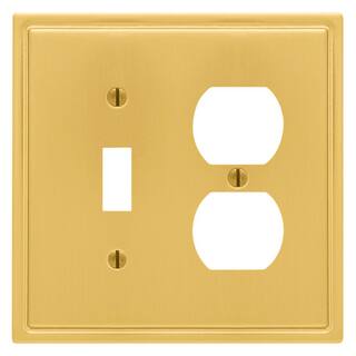 AMERELLE Moderne Wallplate 1 Toggle1 Duplex Steel Brushed Gold (1-Pack) 148TDBG