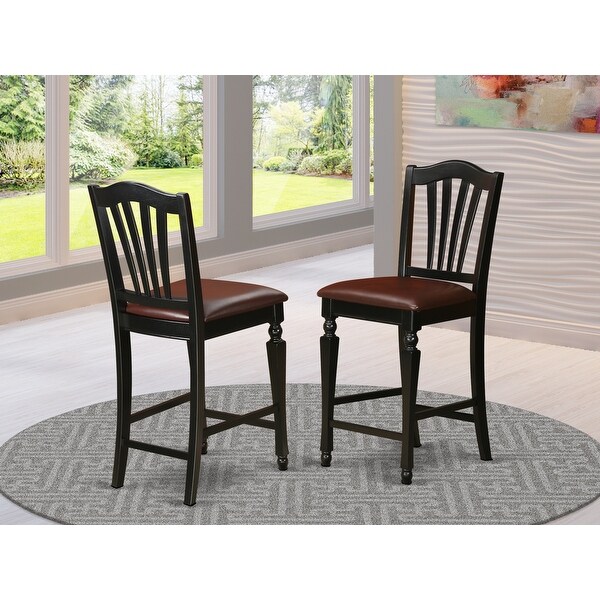 East West Furniture Chelsea Black/ Cherry 24-inch Stool - Set of 2 (Seat's Type Options)