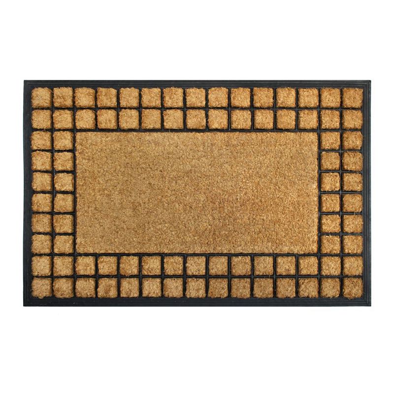 RugSmith Natural Moulded Rubber Coir Checkered Doormat