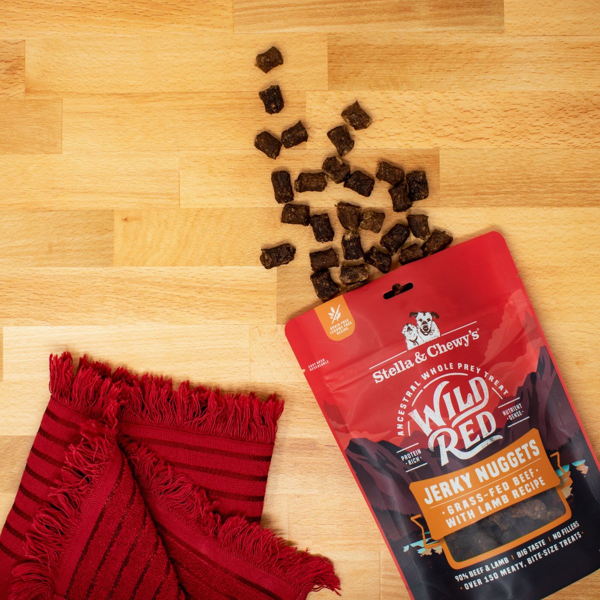 Stella and Chewy's Wild Red Jerky Nuggets Beef and Lamb Recipe Grain-Free Dog Treats， 6-oz bag