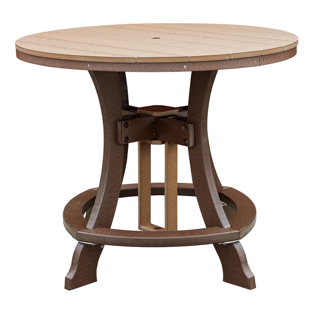 OS Home and Office Five Piece Round Counter Height Dining Set in Cedar on a Tudor Brown Base