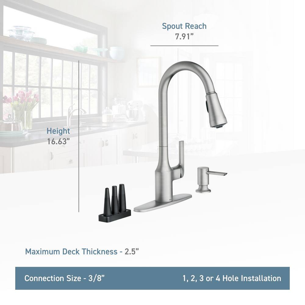 MOEN Milton Single-Handle Pull-Down Sprayer Kitchen Faucet with Reflex and Power Clean Attachments in Spot Resist Stainless 87114SRS