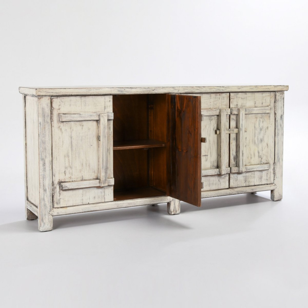 74 quotAntique White Sideboard Media Console   Farmhouse   Console Tables   by Terra Nova Designs  Inc.  Houzz