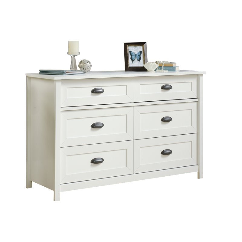 Home Square Modern 2 Piece Bedroom Set with 6 Drawer Double Dresser and 4 Drawer Chest Dresser in Soft White