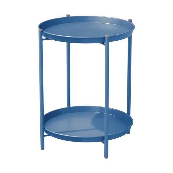 2Tier Metal Round Side Table for Outdoor and Indoor Use